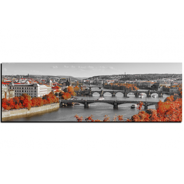 Obraz na plátně - Řeka Vltava a Karlův most - panoráma